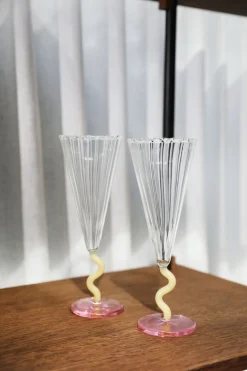 2 Flutes de champagne en verre caramel 18cl 21x7,5cm Curve - &Klevering