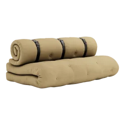 Futon canapé convertible en coton beige blé 140x95x60cm Buckle-up - Karup Design