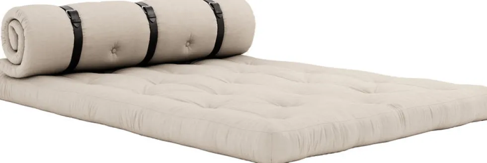 Futon canapé convertible en coton beige 140x95x60cm Buckle-up - Karup Design