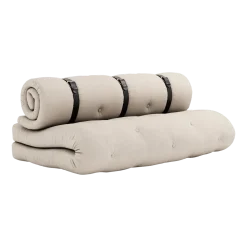 Futon canapé convertible en coton beige 140x95x60cm Buckle-up - Karup Design