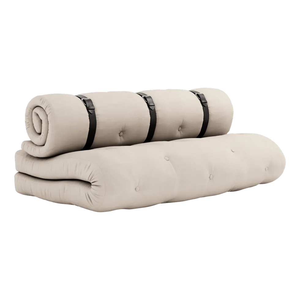 Futon canapé convertible en coton beige 140x95x60cm Buckle-up - Karup Design