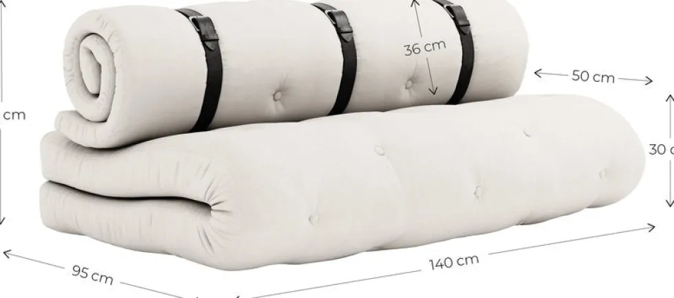 Futon canapé convertible en coton beige 140x95x60cm Buckle-up - Karup Design