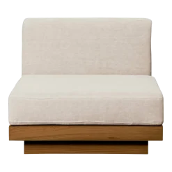 Grande chauffeuse d'extérieur en Iroko et toile Crème Georges - Gabrielle Paris