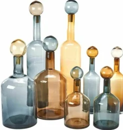 4 grandes bouteilles bleu et marron en verre Bubbles & Bottles - Pols Potten