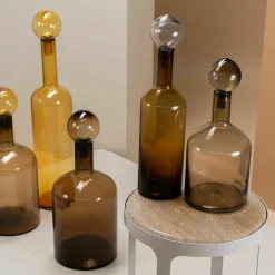 4 grandes bouteilles bleu et marron en verre Bubbles & Bottles - Pols Potten