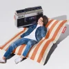 Grand pouf extérieur rayé orange et crème Original Outdoor - Fatboy