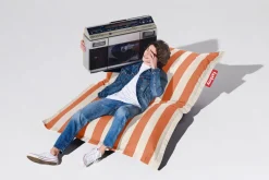 Grand pouf extérieur rayé orange et crème Original Outdoor - Fatboy