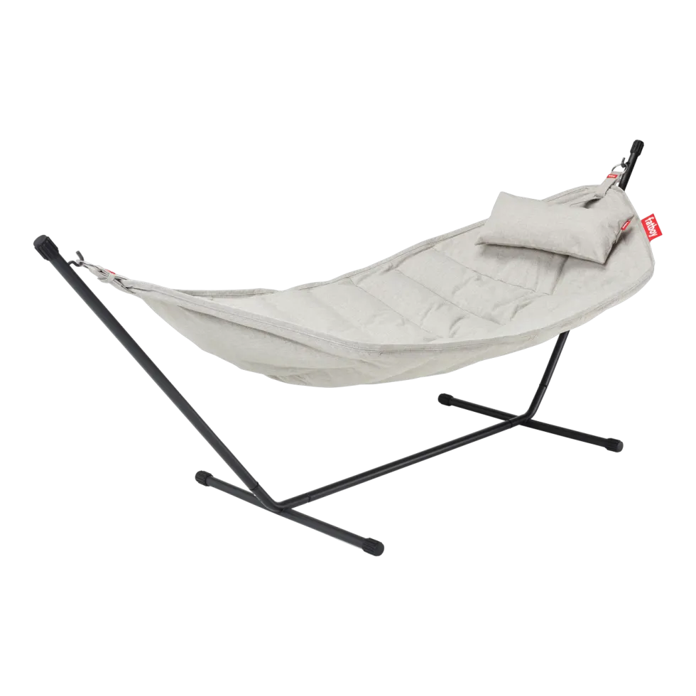 Hamac en acier noir et tissu gris mist avec coussin 270x138x110cm Headdemock Superb Deluxe - Fatboy