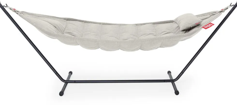 Hamac en acier noir et tissu gris mist avec coussin 270x138x110cm Headdemock Superb Deluxe - Fatboy