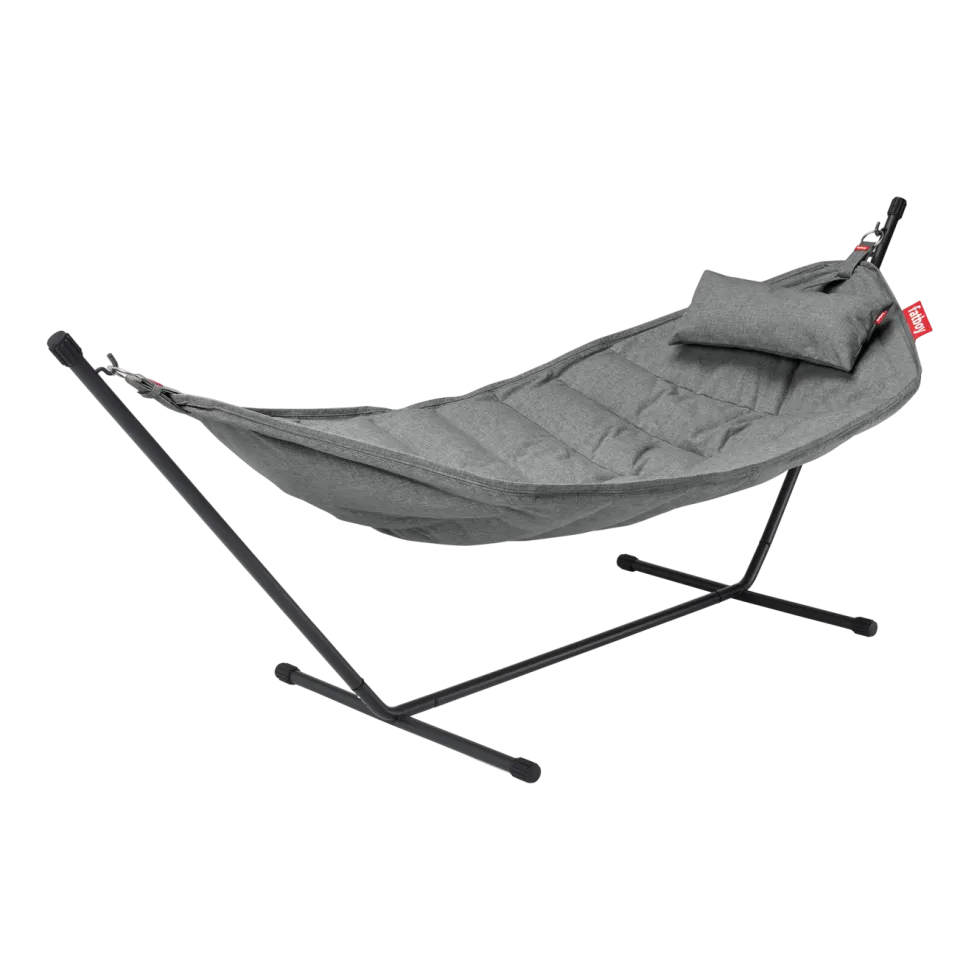 Hamac en acier noir et tissu gris rock avec coussin 270x138x110cm Headdemock Superb Deluxe - Fatboy