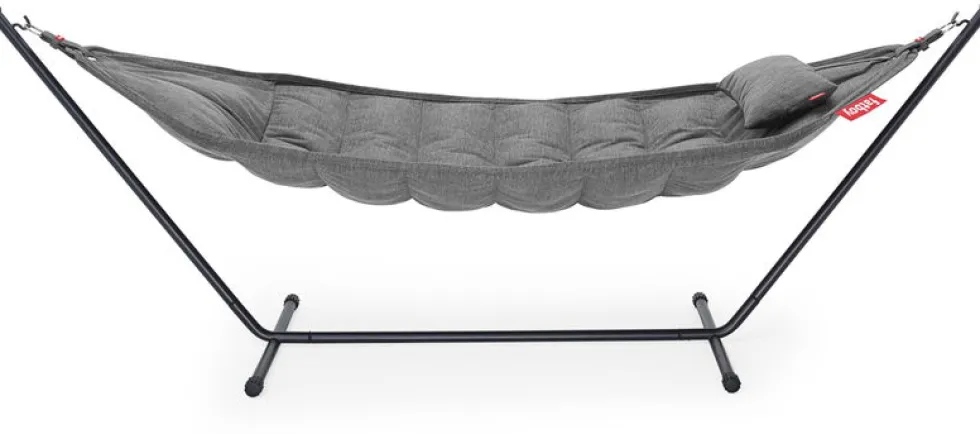 Hamac en acier noir et tissu gris rock avec coussin 270x138x110cm Headdemock Superb Deluxe - Fatboy