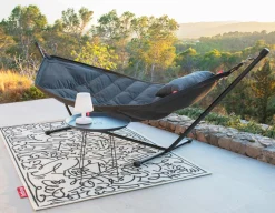 Hamac en acier noir et tissu gris taupe avec coussin 270x138x110cm Headdemock Superb Deluxe - Fatboy