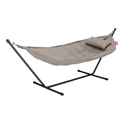 Hamac en acier noir et tissu gris taupe avec coussin 270x138x110cm Headdemock Superb Deluxe - Fatboy