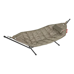 Hamac en acier noir et tissu gris taupe avec coussin 270x138x110cm Headdemock Deluxe - Fatboy