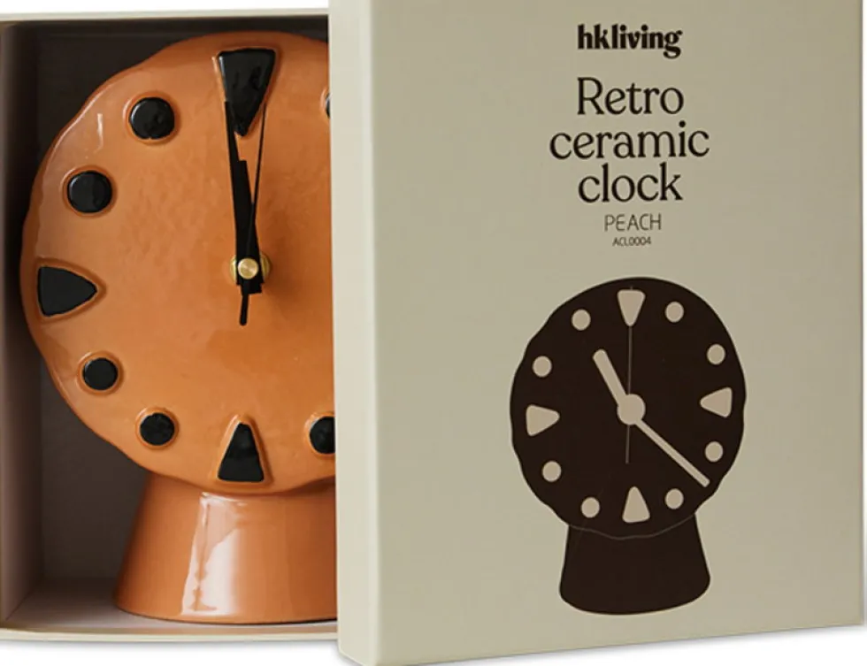 Horloge rétro en céramique peach 20,8cm - HKLIVING
