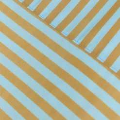 Housse de couette lit double en popeline de coton bio à rayures bleu et jaune curry 240 x 220 cm Leonard - Nobodinoz
