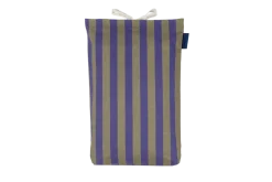 Housse de couette lit individuel en popeline de coton bio à rayures bleu indigo 150 x 200 cm Sheldon - Nobodinoz