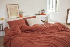 Housse de couette terracotta en lin lavé 140 x 200 cm - The Cool Republic