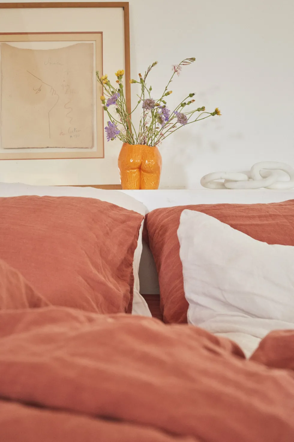 Housse de couette terracotta en lin lavé 200 x 200 cm - The Cool Republic