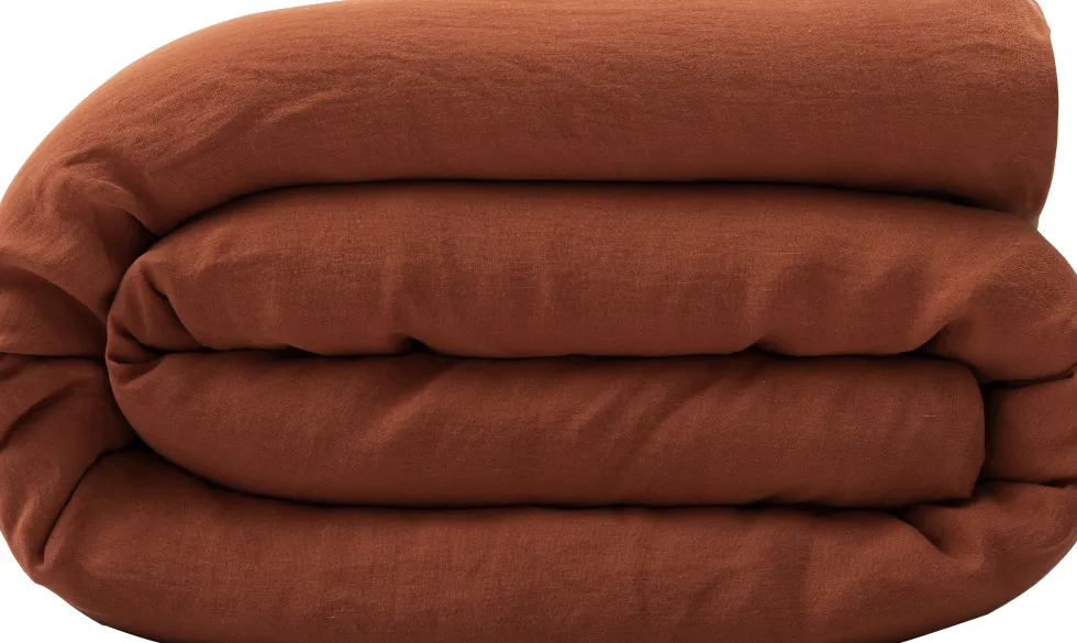 Housse de couette terracotta en lin lavé 200 x 200 cm - The Cool Republic