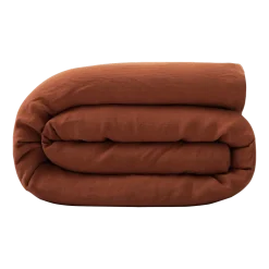Housse de couette terracotta en lin lavé 200 x 200 cm - The Cool Republic