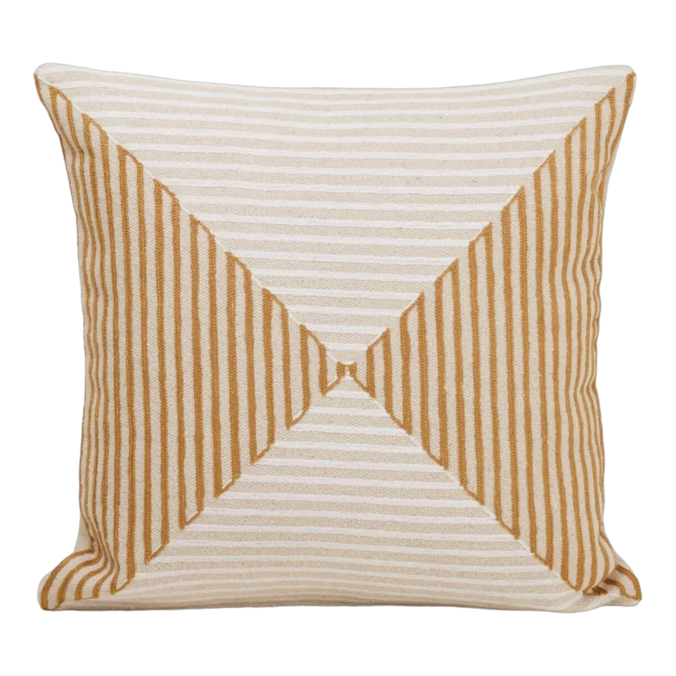 Housse de coussin en coton épais naturel et moutarde 40x40cm Jhulio - Madura
