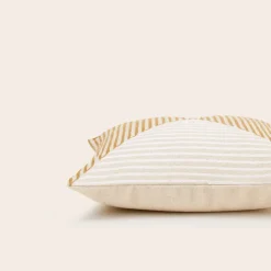 Housse de coussin en coton épais naturel et moutarde 40x40cm Jhulio - Madura