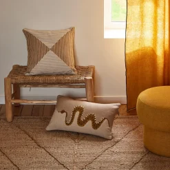 Housse de coussin en coton épais naturel et moutarde 40x40cm Jhulio - Madura