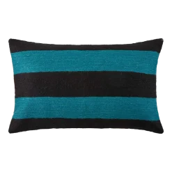 Housse De Coussin Horizona Noir Et Bleu Canard - Madura