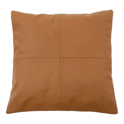Housse de coussin à 4 panneaux en cuir 40 x 40 cm camel - Bazar Bizar