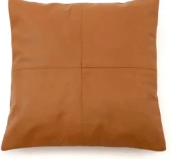 Housse de coussin à 4 panneaux en cuir 40 x 40 cm camel - Bazar Bizar