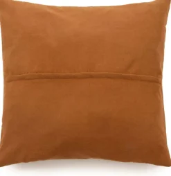 Housse de coussin à 4 panneaux en cuir 60 x 60 cm camel - Bazar Bizar