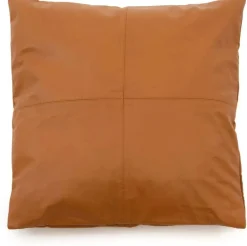 Housse de coussin à 4 panneaux en cuir 60 x 60 cm camel - Bazar Bizar