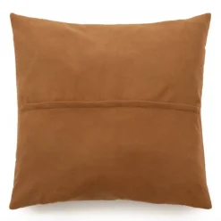 Housse de coussin à 4 panneaux en cuir 60 x 60 cm camel - Bazar Bizar
