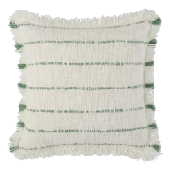 Housse De Coussin Taha Blanc Cassé Et Vert - Madura