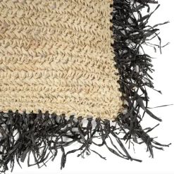 Housse de coussin 60 x 60 cm en Raphia naturel noir - Bazar Bizar