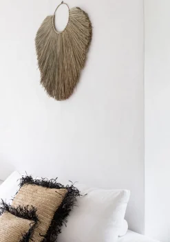 Housse de coussin 60 x 60 cm en Raphia naturel noir - Bazar Bizar