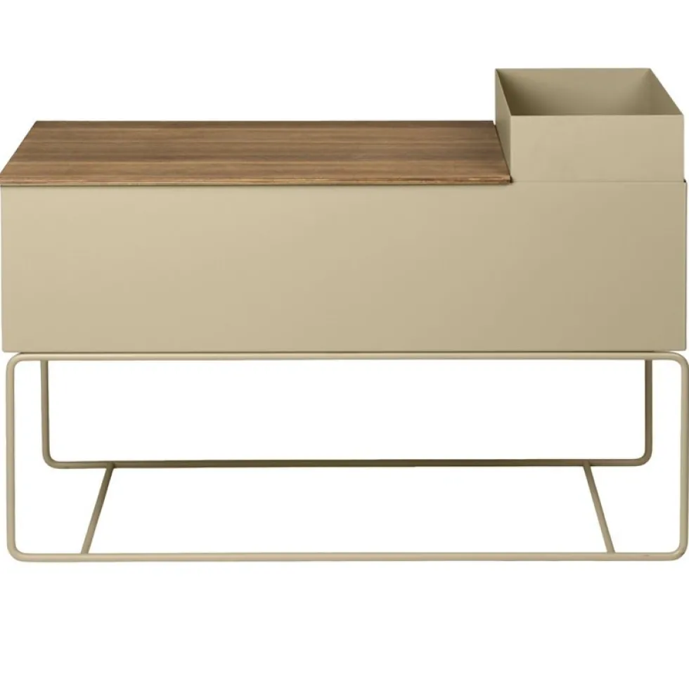 Jardinière avec pieds bas en métal beige Plant Box - Ferm Living