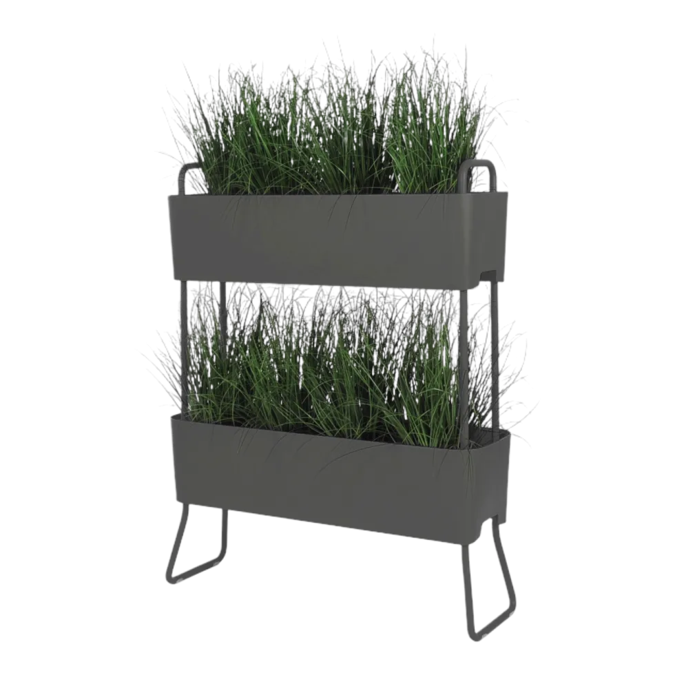 Jardinière en aluminium charbon 100x120x29cm Greens Duo - Maiori