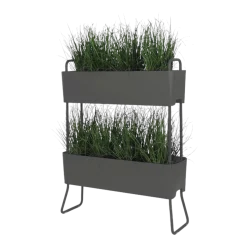 Jardinière en aluminium charbon 100x120x29cm Greens Duo - Maiori