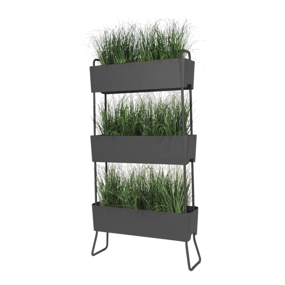 Jardinière en aluminium charbon 100x208x29cm Greens Trio - Maiori