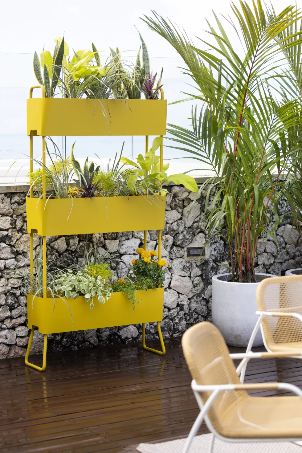 Jardinière en aluminium moutarde 100x120x29cm Greens Duo - Maiori