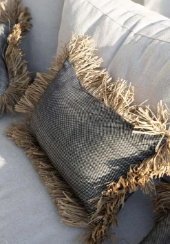 La housse de coussin Bonita en coton - Noir naturel - 30X50 - Bazar Bizar