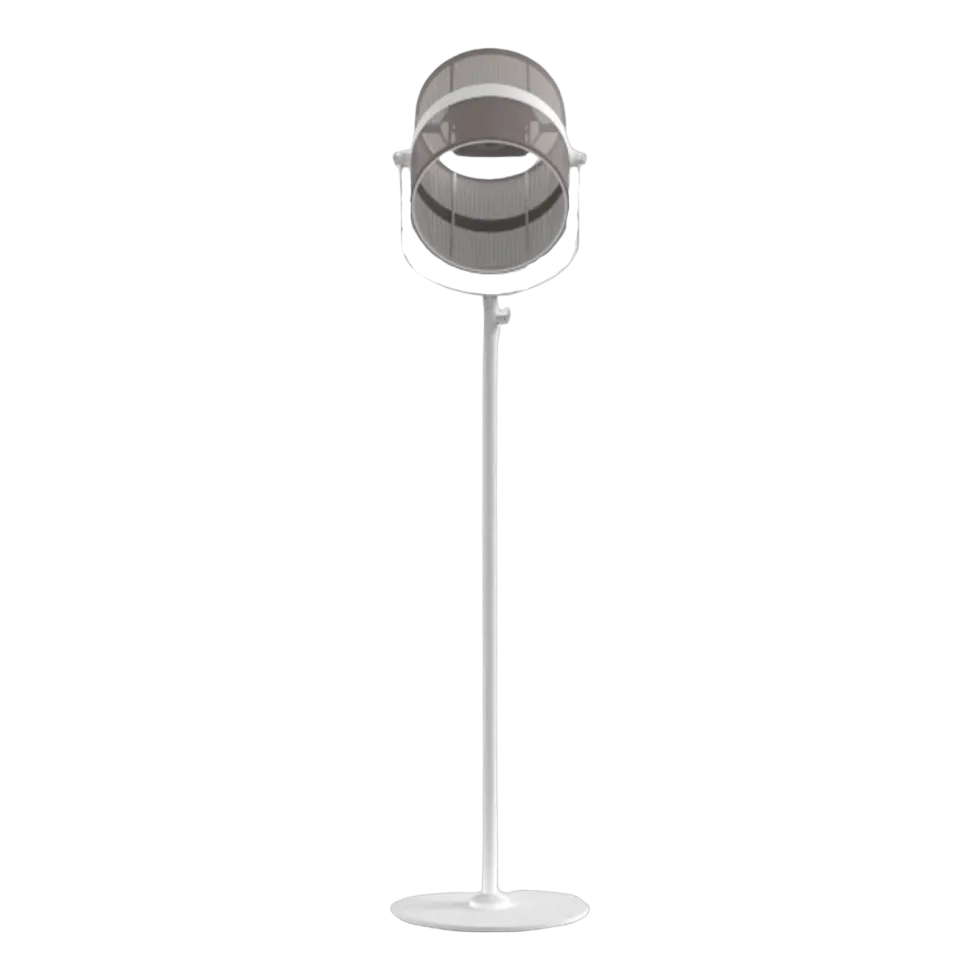 Lampadaire abat-jour taupe clair et pied blanc La Lampe Paris - Maiori