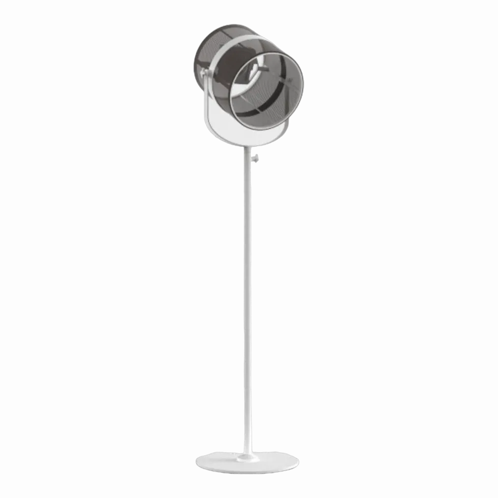 Lampadaire abat-jour taupe et pied blanc La Lampe Paris - Maiori