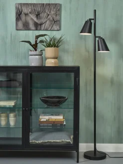 Lampadaire 2 abats-jours en fer noir 162cm Bremen - It's about Romi