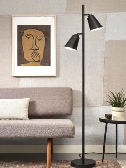 Lampadaire 2 abats-jours en fer noir 162cm Bremen - It's about Romi