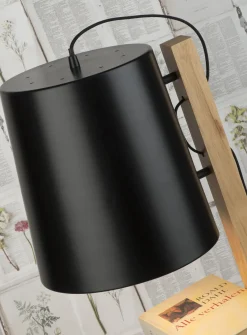 Lampadaire avec rangements pour livres en fer noir et bois 168cm Cambridge - It's about Romi