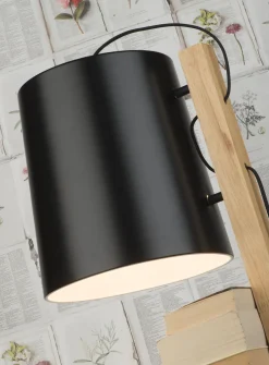 Lampadaire avec rangements pour livres en fer noir et bois 168cm Cambridge - It's about Romi