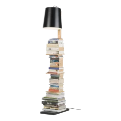Lampadaire avec rangements pour livres en fer noir et bois 168cm Cambridge - It's about Romi